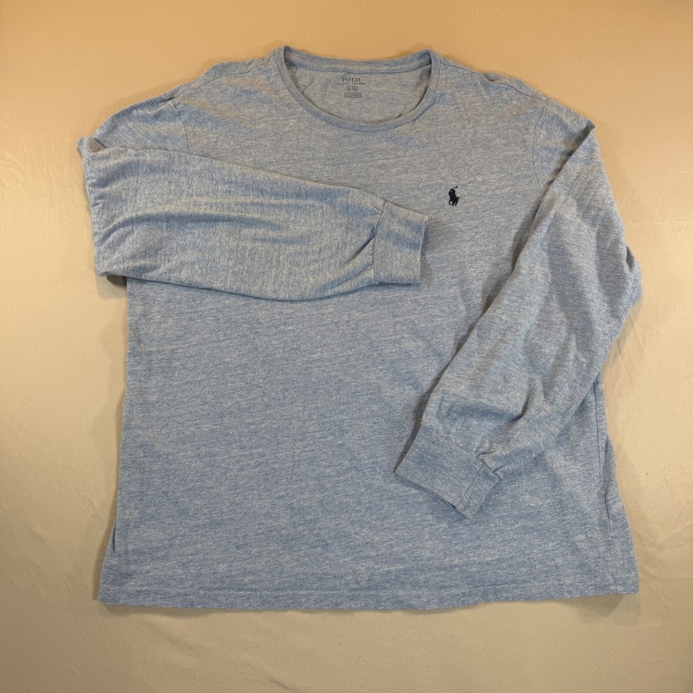 Polo Ralph Lauren‎ Mens Large Blue Heather Long Sleeve Pony Logo T-Shirt
